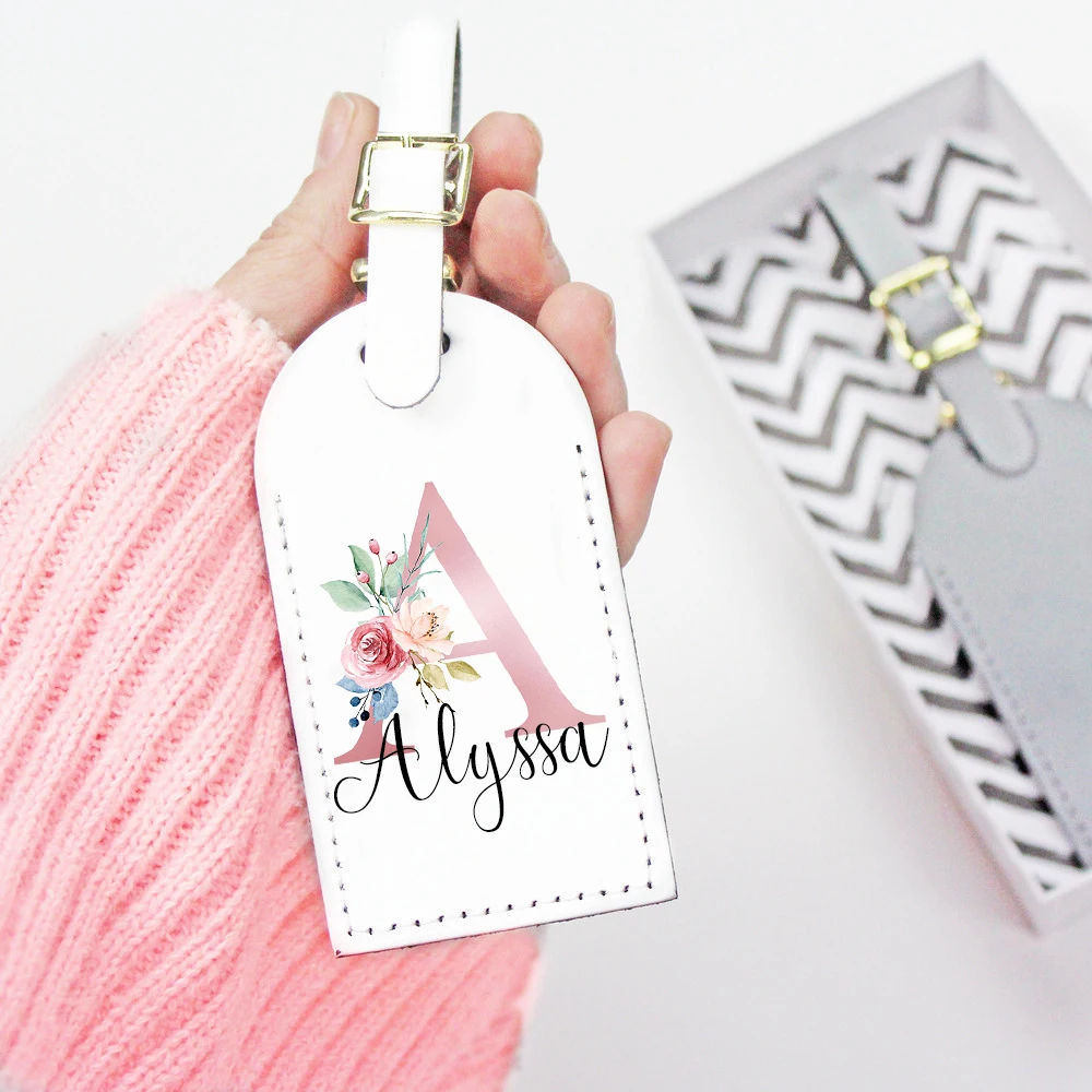 Travel Accessories Gifts For Her - Personalizado PU Couro Bagagem Tag, Nome
