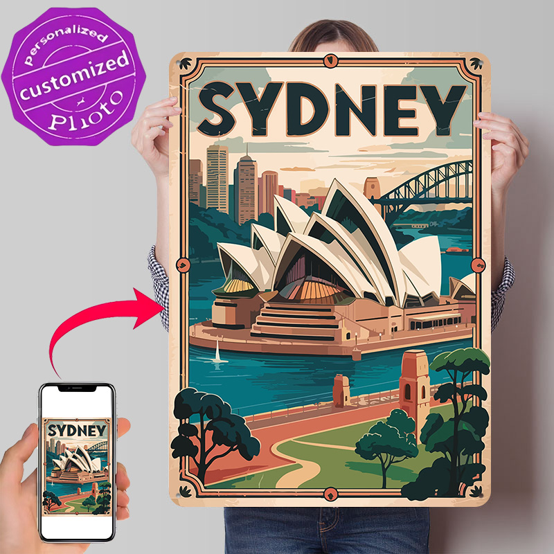 Travel Accessories Sydney - Placa de Metal Vintage Personalizada com