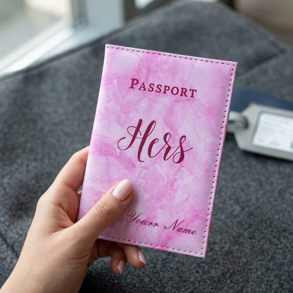 Travel Accessories Gifts For Her - Capa de Passaporte Personalizada em Mármore