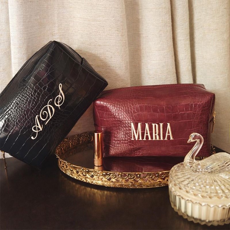 Travel Accessories Gifts For Her - Bolsa de Maquiagem Croc Bordada Personalizada,
