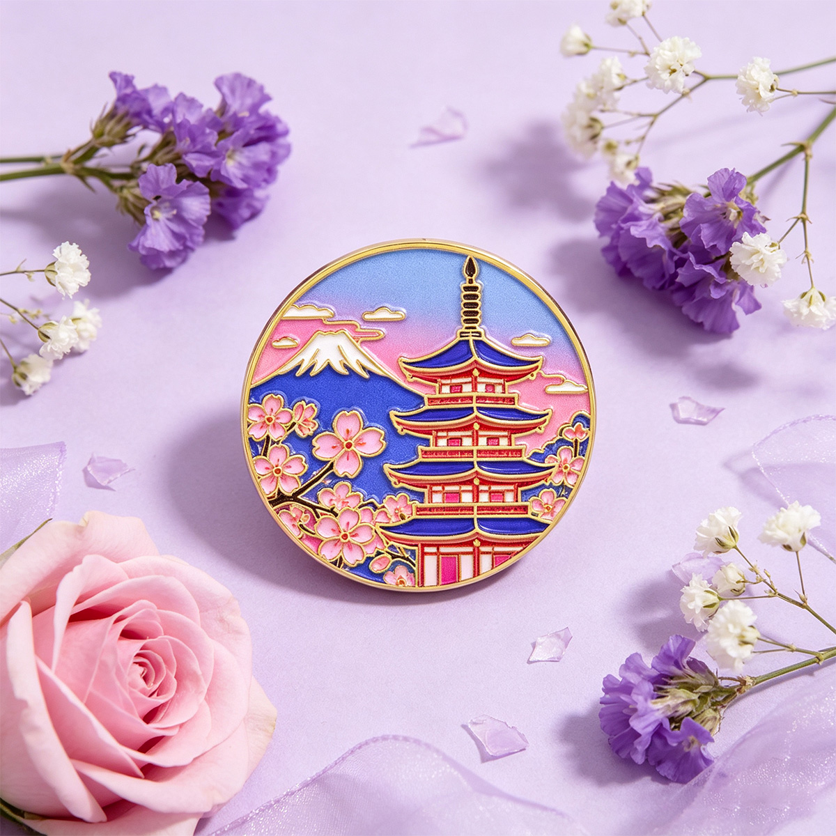Broche de Esmalte Flor de Cere - Travel Accessories For Japan avaliação e preço