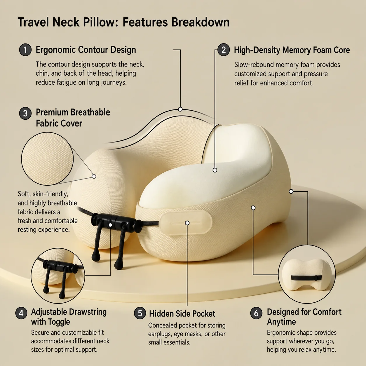 Almofada de Viagem em Forma de - Neck Pillow Memory Foam avaliação e preço